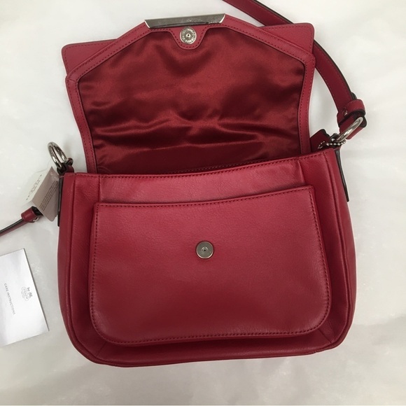 Coach Taylor Mini Flap Crossbody Berry Red Leather Purse - Picture 5 of 16